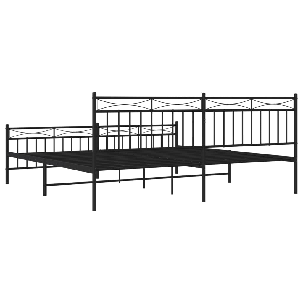 vidaXL Metal Bed Frame with Headboard and Footboard Black 76"x79.9" King-5