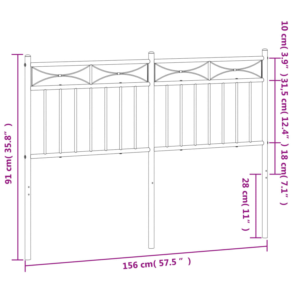 vidaXL Metal Headboard Bed Header with Back Support for Bedroom Furniture-26