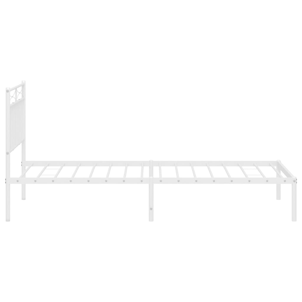 vidaXL Metal Bed Frame with Headboard White 39.4"x74.8" Twin-4