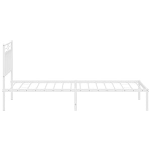 vidaXL Metal Bed Frame with Headboard White 39.4"x74.8" Twin-4