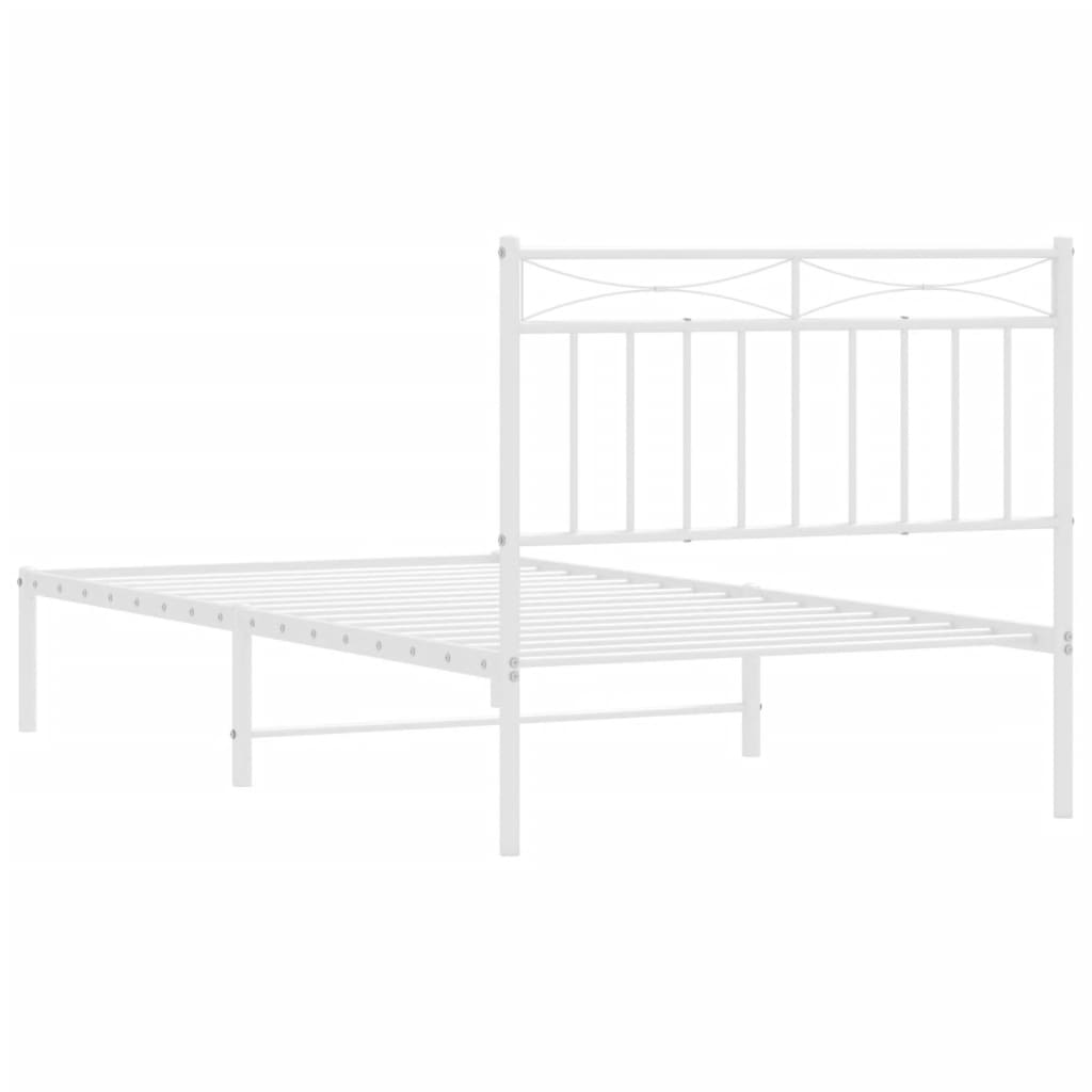 vidaXL Metal Bed Frame with Headboard White 39.4"x74.8" Twin-5