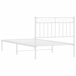 vidaXL Metal Bed Frame with Headboard White 39.4"x74.8" Twin-5