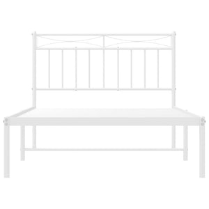 vidaXL Metal Bed Frame with Headboard White 39.4"x78.7"-3