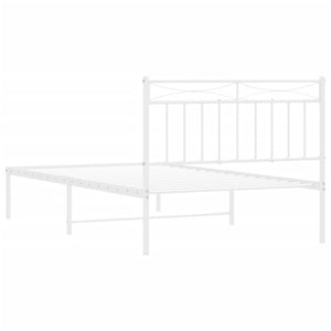 vidaXL Metal Bed Frame with Headboard White 39.4"x78.7"-5