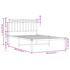 vidaXL Metal Bed Frame with Headboard White 39.4"x78.7"-7