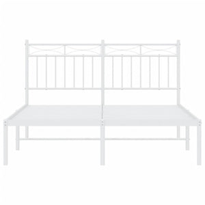 vidaXL Metal Bed Frame with Headboard White 53.1"x74.8"-3