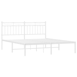 vidaXL Metal Bed Frame with Headboard White 59.1"x78.7"-2