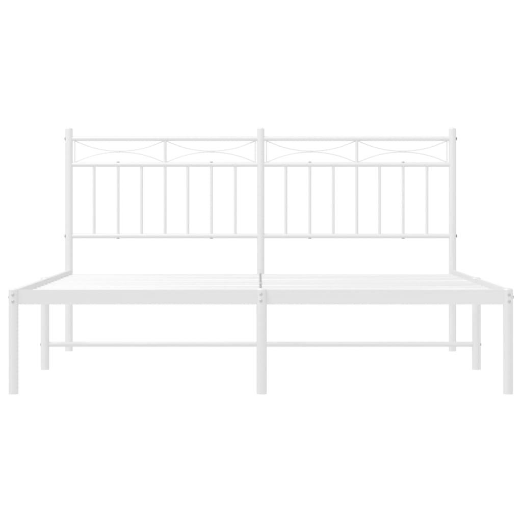 vidaXL Metal Bed Frame with Headboard White 59.1"x78.7"-3