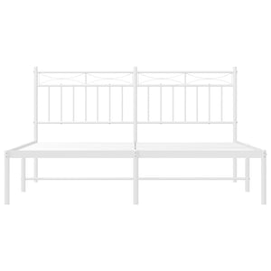 vidaXL Metal Bed Frame with Headboard White 59.1"x78.7"-3