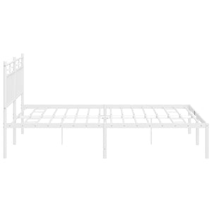 vidaXL Metal Bed Frame with Headboard White 59.1"x78.7"-4