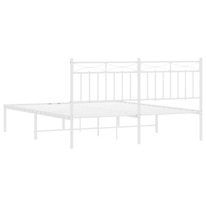 vidaXL Metal Bed Frame with Headboard White 59.1"x78.7"-5