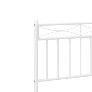 vidaXL Metal Bed Frame with Headboard White 59.1"x78.7"-6