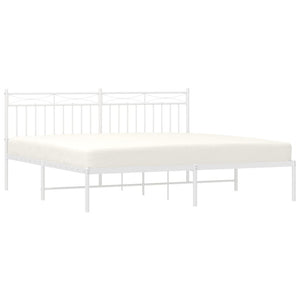 vidaXL Metal Bed Frame with Headboard White 72"x83.9" California King-1