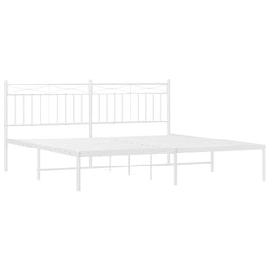 vidaXL Metal Bed Frame with Headboard White 72"x83.9" California King-2