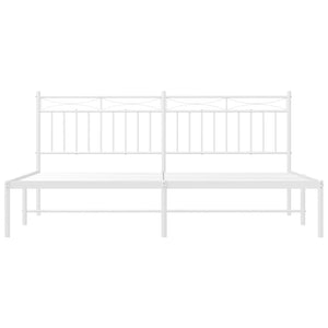 vidaXL Metal Bed Frame with Headboard White 72"x83.9" California King-3