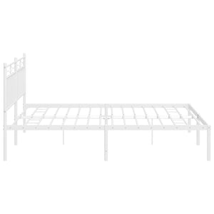 vidaXL Metal Bed Frame with Headboard White 72"x83.9" California King-4