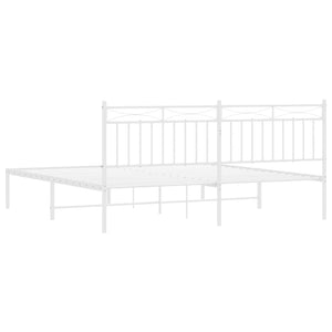 vidaXL Metal Bed Frame with Headboard White 72"x83.9" California King-5