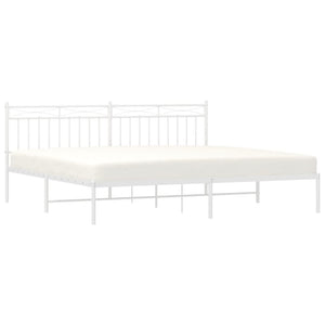 vidaXL Metal Bed Frame with Headboard White 76"x79.9" King-1