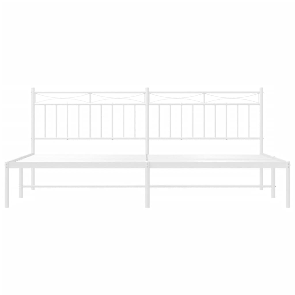 vidaXL Metal Bed Frame with Headboard White 76"x79.9" King-3