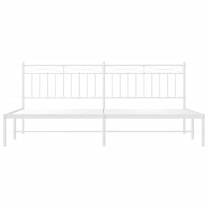 vidaXL Metal Bed Frame with Headboard White 76"x79.9" King-3