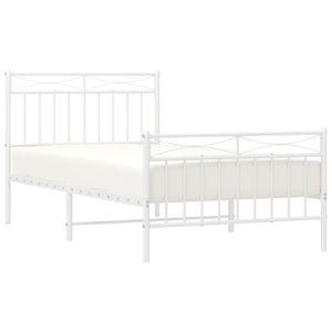 vidaXL Metal Bed Frame with Headboard and Footboard White 39.4"x74.8" Twin-1