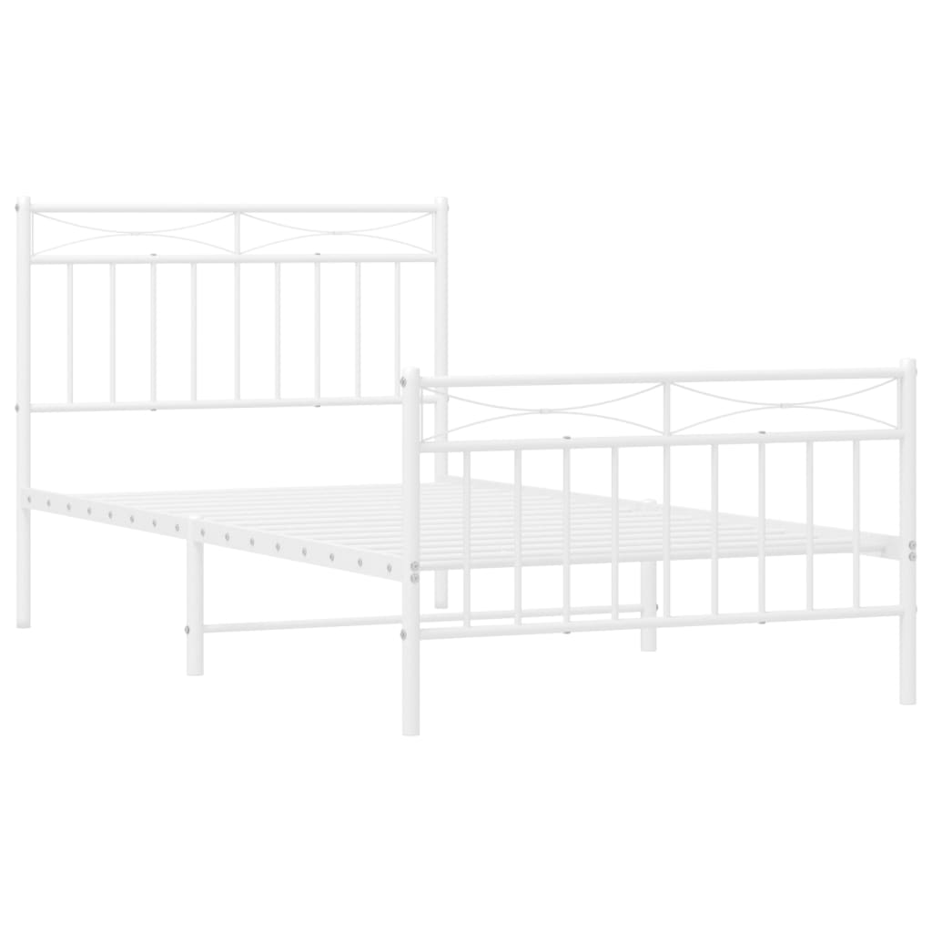 vidaXL Metal Bed Frame with Headboard and Footboard White 39.4"x74.8" Twin-2