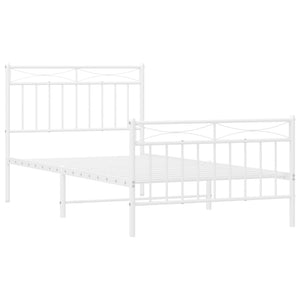 vidaXL Metal Bed Frame with Headboard and Footboard White 39.4"x74.8" Twin-2