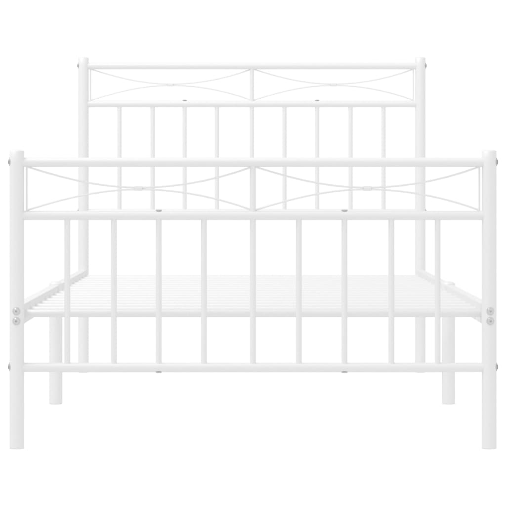 vidaXL Metal Bed Frame with Headboard and Footboard White 39.4"x74.8" Twin-3