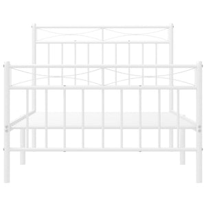 vidaXL Metal Bed Frame with Headboard and Footboard White 39.4"x74.8" Twin-3