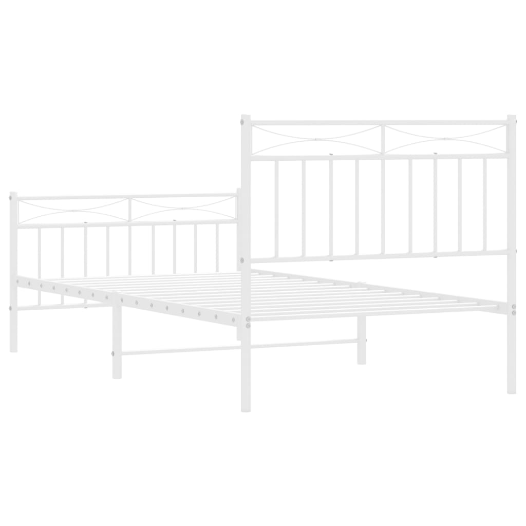 vidaXL Metal Bed Frame with Headboard and Footboard White 39.4"x74.8" Twin-5