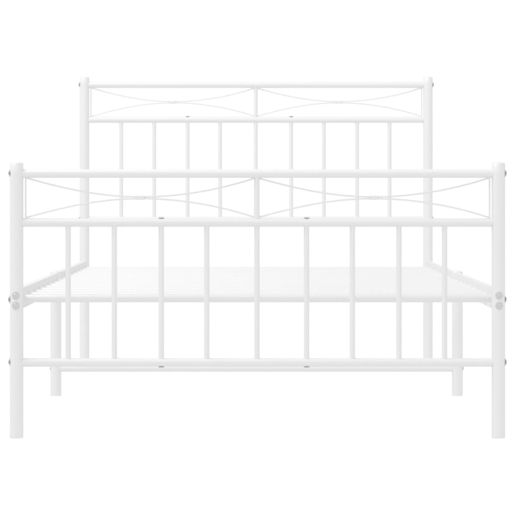 vidaXL Metal Bed Frame with Headboard and Footboard White 39.4"x78.7"-3