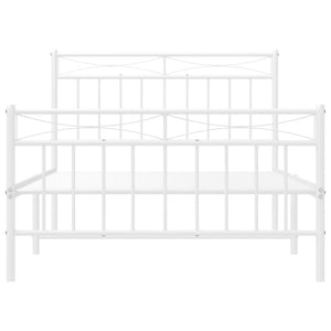 vidaXL Metal Bed Frame with Headboard and Footboard White 39.4"x78.7"-3