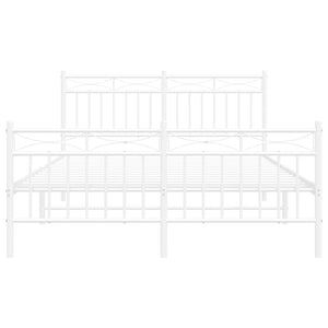 vidaXL Metal Bed Frame with Headboard and Footboard White 53.1"x74.8"-3