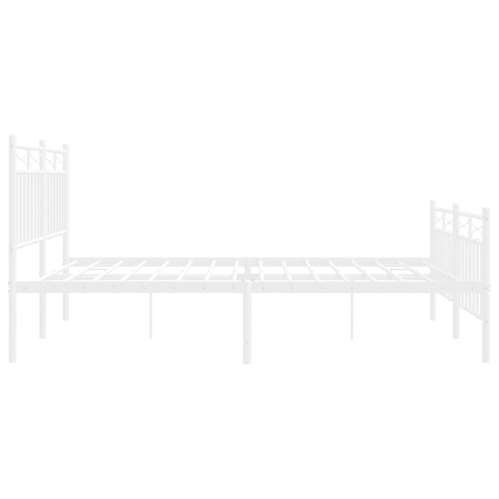 vidaXL Metal Bed Frame with Headboard and Footboard White 53.1"x74.8"-4