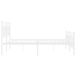 vidaXL Metal Bed Frame with Headboard and Footboard White 53.1"x74.8"-4