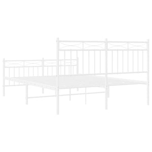 vidaXL Metal Bed Frame with Headboard and Footboard White 53.1"x74.8"-5