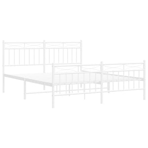 vidaXL Metal Bed Frame with Headboard and Footboard White 59.1"x78.7"-2