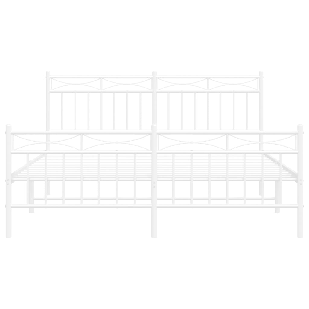 vidaXL Metal Bed Frame with Headboard and Footboard White 59.1"x78.7"-3