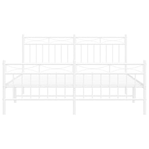 vidaXL Metal Bed Frame with Headboard and Footboard White 59.1"x78.7"-3