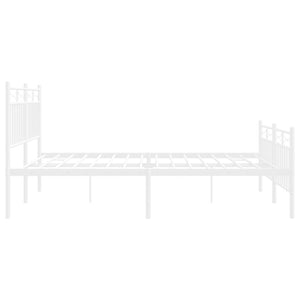 vidaXL Metal Bed Frame with Headboard and Footboard White 59.1"x78.7"-4