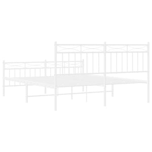 vidaXL Metal Bed Frame with Headboard and Footboard White 59.1"x78.7"-5