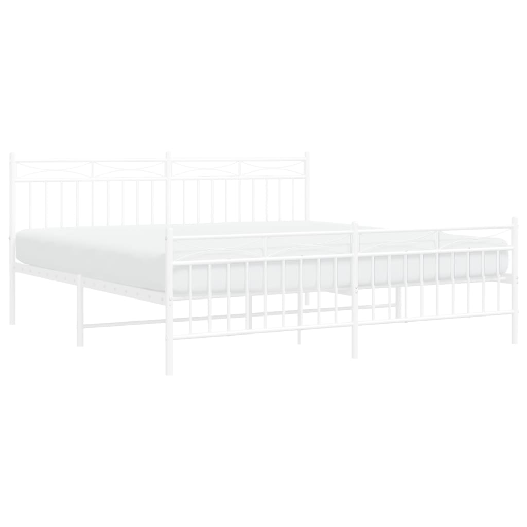 vidaXL Metal Bed Frame with Headboard&Footboard White 72"x83.9" California King-0