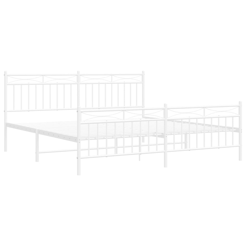 vidaXL Metal Bed Frame with Headboard&Footboard White 72"x83.9" California King-1