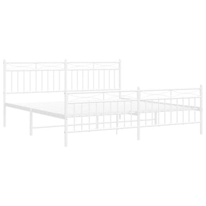 vidaXL Metal Bed Frame with Headboard&Footboard White 72"x83.9" California King-1