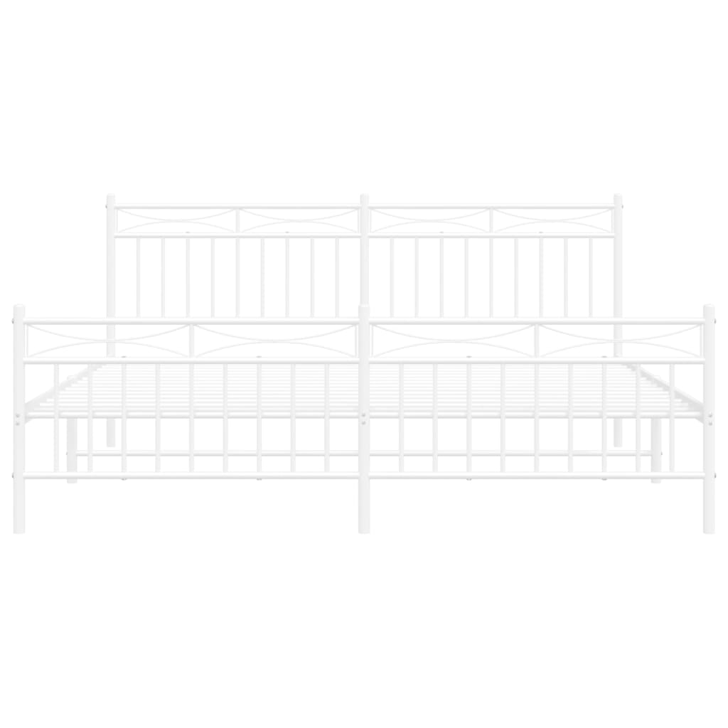 vidaXL Metal Bed Frame with Headboard&Footboard White 72"x83.9" California King-2