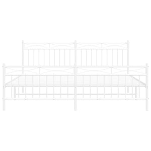 vidaXL Metal Bed Frame with Headboard&Footboard White 72"x83.9" California King-2