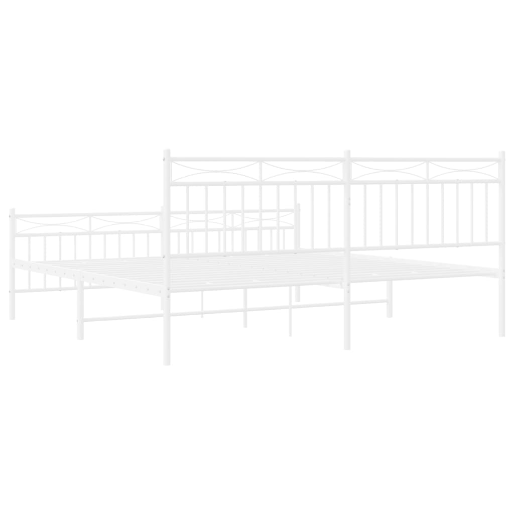 vidaXL Metal Bed Frame with Headboard&Footboard White 72"x83.9" California King-4