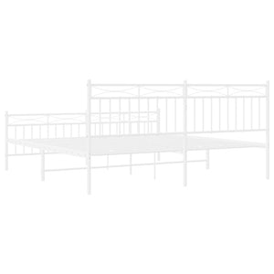 vidaXL Metal Bed Frame with Headboard&Footboard White 72"x83.9" California King-4