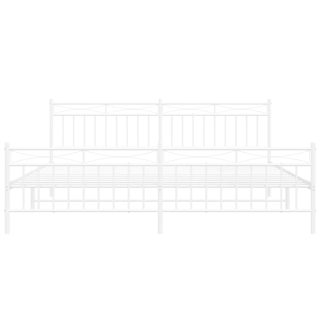 vidaXL Metal Bed Frame with Headboard and Footboard White 76"x79.9" King-3