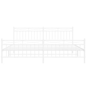 vidaXL Metal Bed Frame with Headboard and Footboard White 76"x79.9" King-3